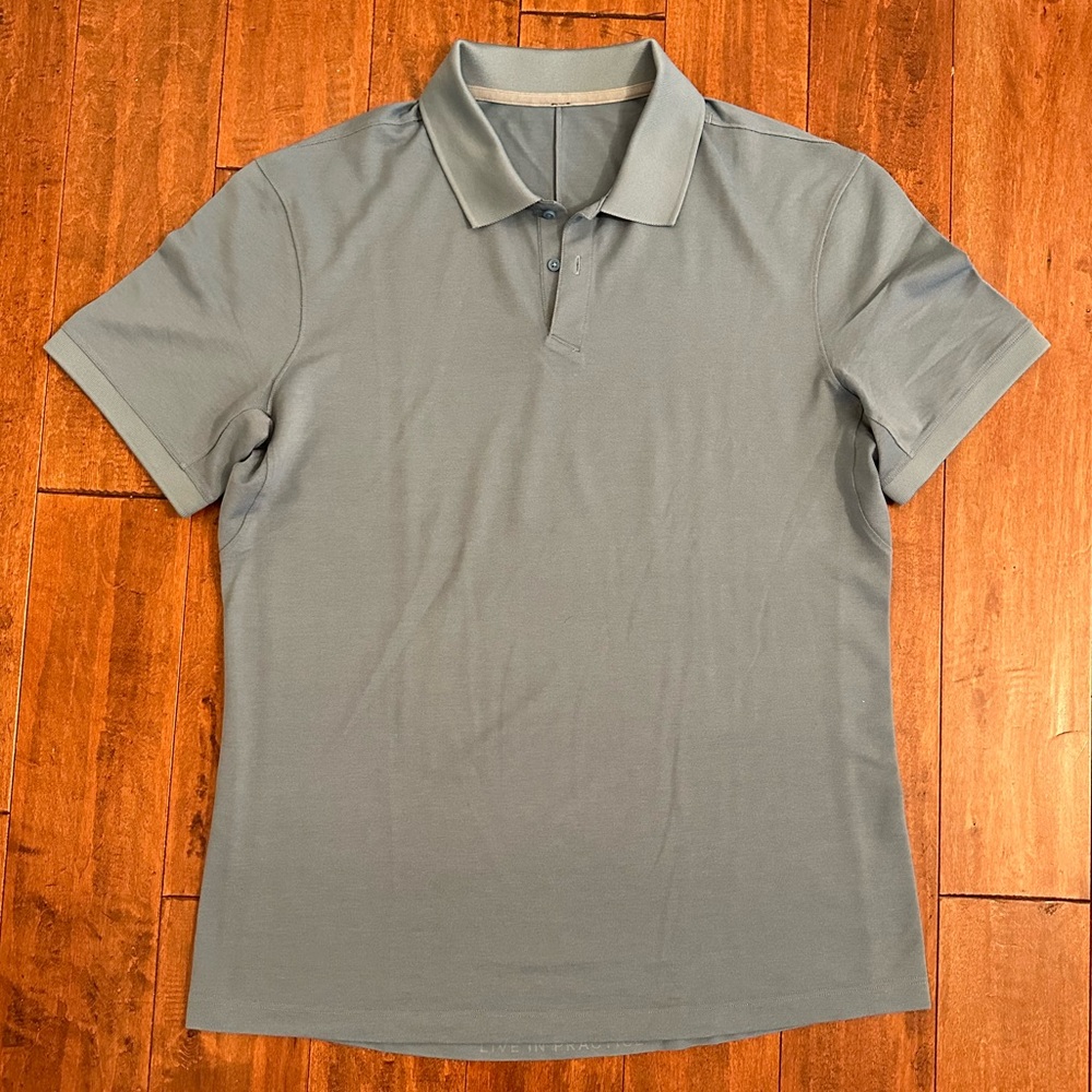 Lululemon Blue Pique Short Sleeve Polo Shirt Sz XL